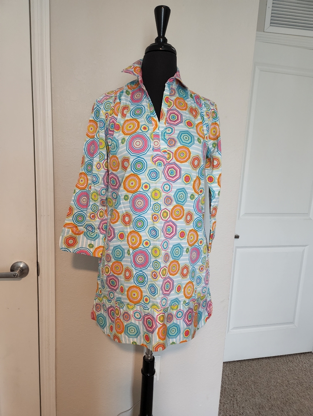Colorful Geo Circle  Tunic Top - Multicolor
